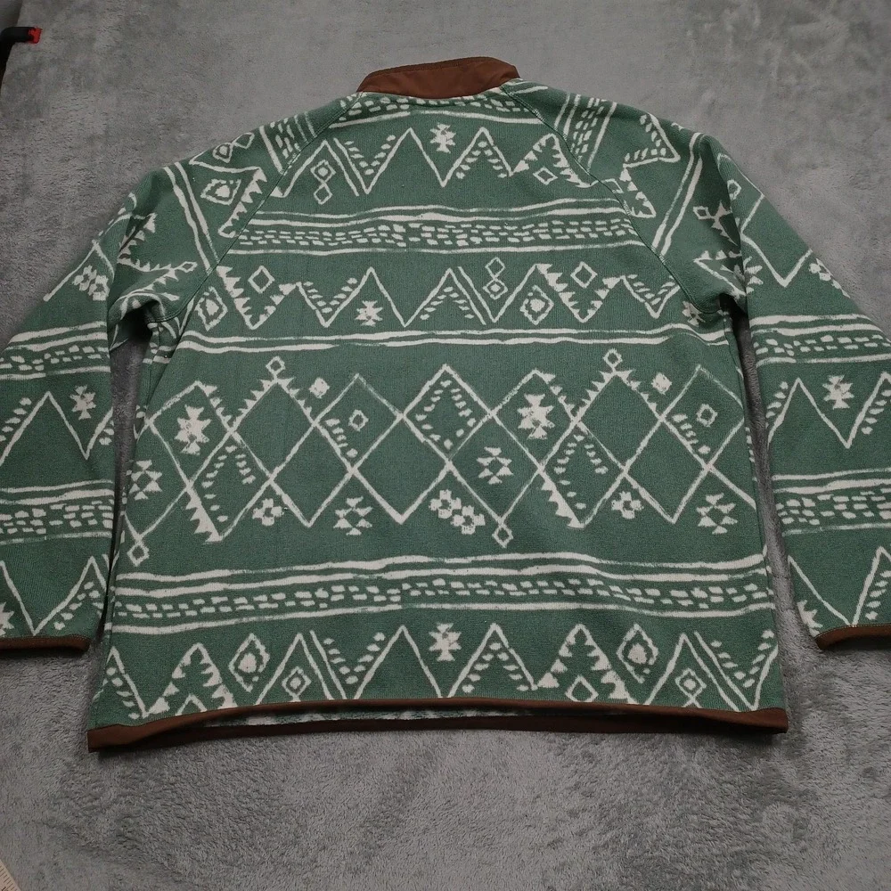 North Face Sweater Mens XXL Green Geometric Fleece 1/4 Zip Pullover‎ Pocket